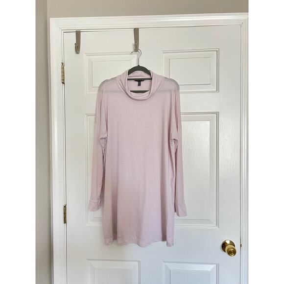 Eileen Fisher Soft Jersey Knit Blend Turtleneck Layering Tunic in Powder Pink - Picture 2 of 4